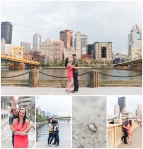 Downtown Pittsburgh engagement at sunset by Madeline Jane Photography