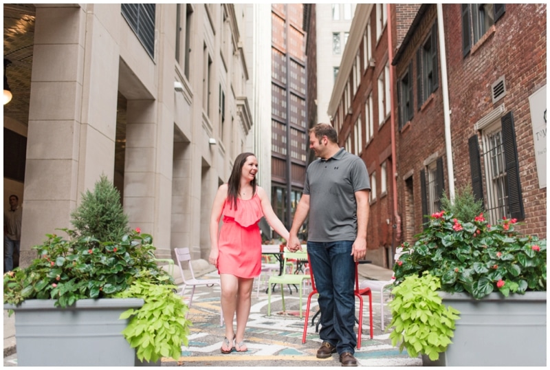 Downtown Pittsburgh engagement at sunset by Madeline Jane Photography