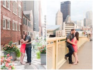 Downtown Pittsburgh engagement at sunset by Madeline Jane Photography