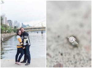 Downtown Pittsburgh engagement at sunset by Madeline Jane Photography