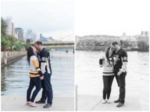 Downtown Pittsburgh engagement at sunset by Madeline Jane Photography