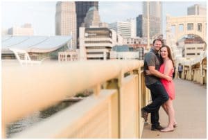 Downtown Pittsburgh engagement at sunset by Madeline Jane Photography