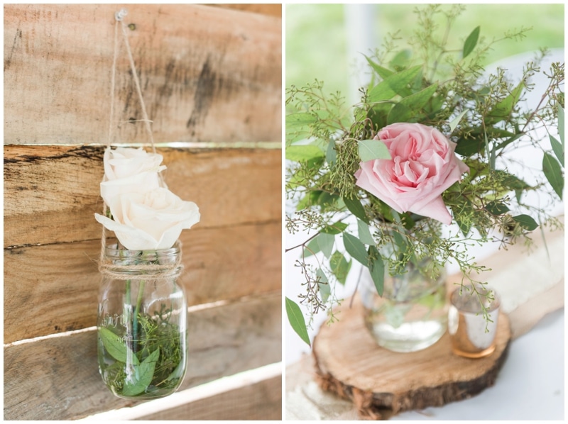 Hanging mason jar decor at the barn at Ever Thine in Fenelton, PA by Madeline Jane Photography